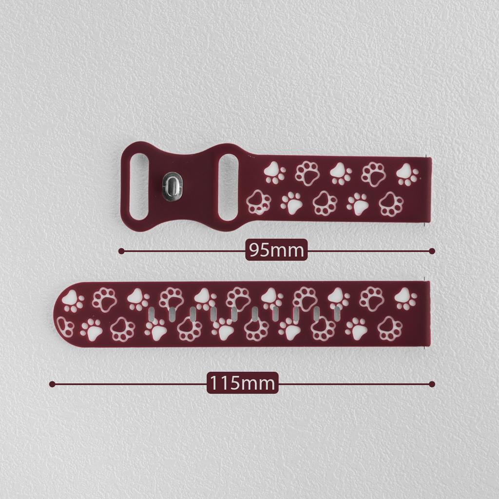 20mm Two-tones Silicone Strap for Samsung Galaxy 7/6/5/4 5pro 4/6classic Soft Sports Band for Huawei GT3/2 42MM Cat Paw Pattern