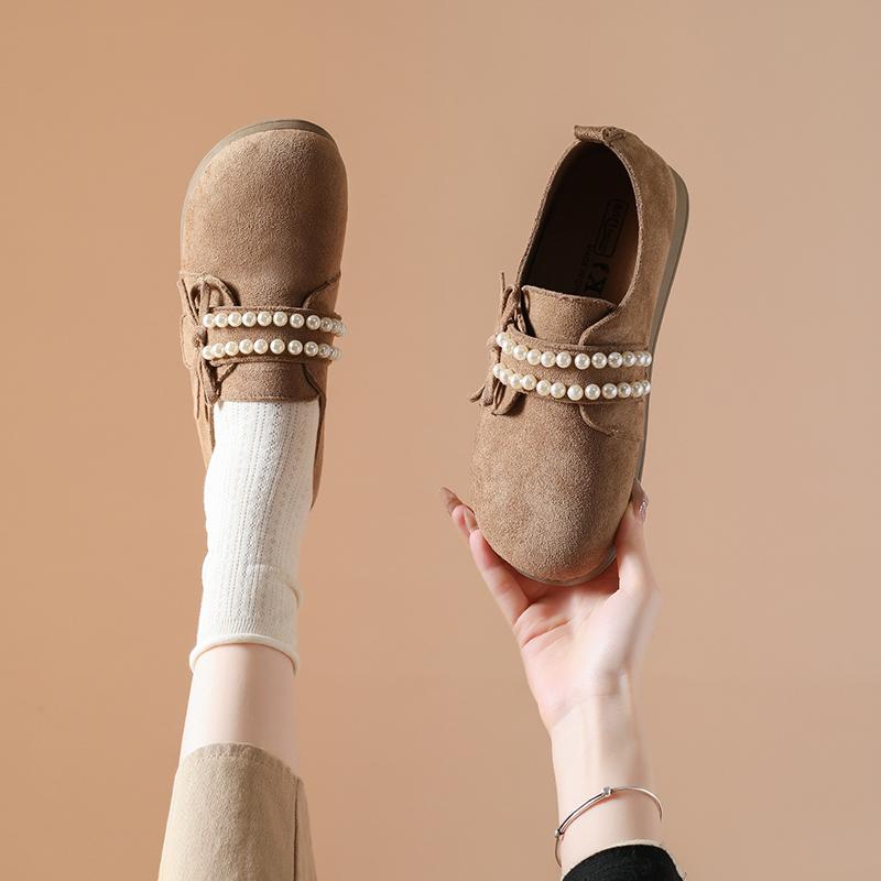 Birken Shoes Loafers Pearl Versatile Single Shoes Kangaroo Shoes Women Shoes Ladies