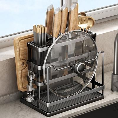 Carbon Steel Pot Cover Rack Wall Mounted Knives Rack Cutting Board Holder  for Kitchen