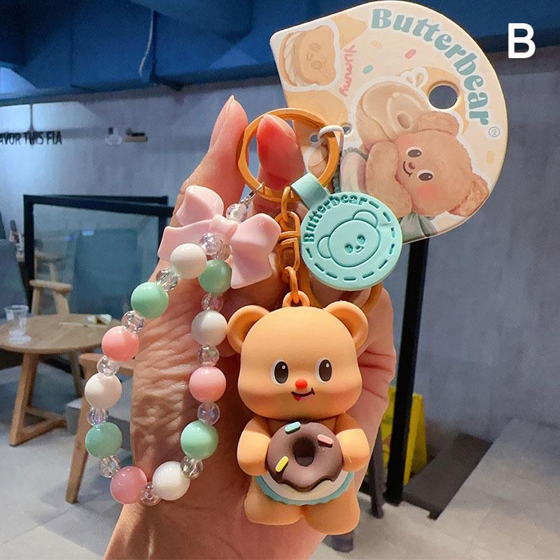 Butterbear Dessert Plush Doll Keychain Ring Butter Bear Cute Car Key Chain Pendant