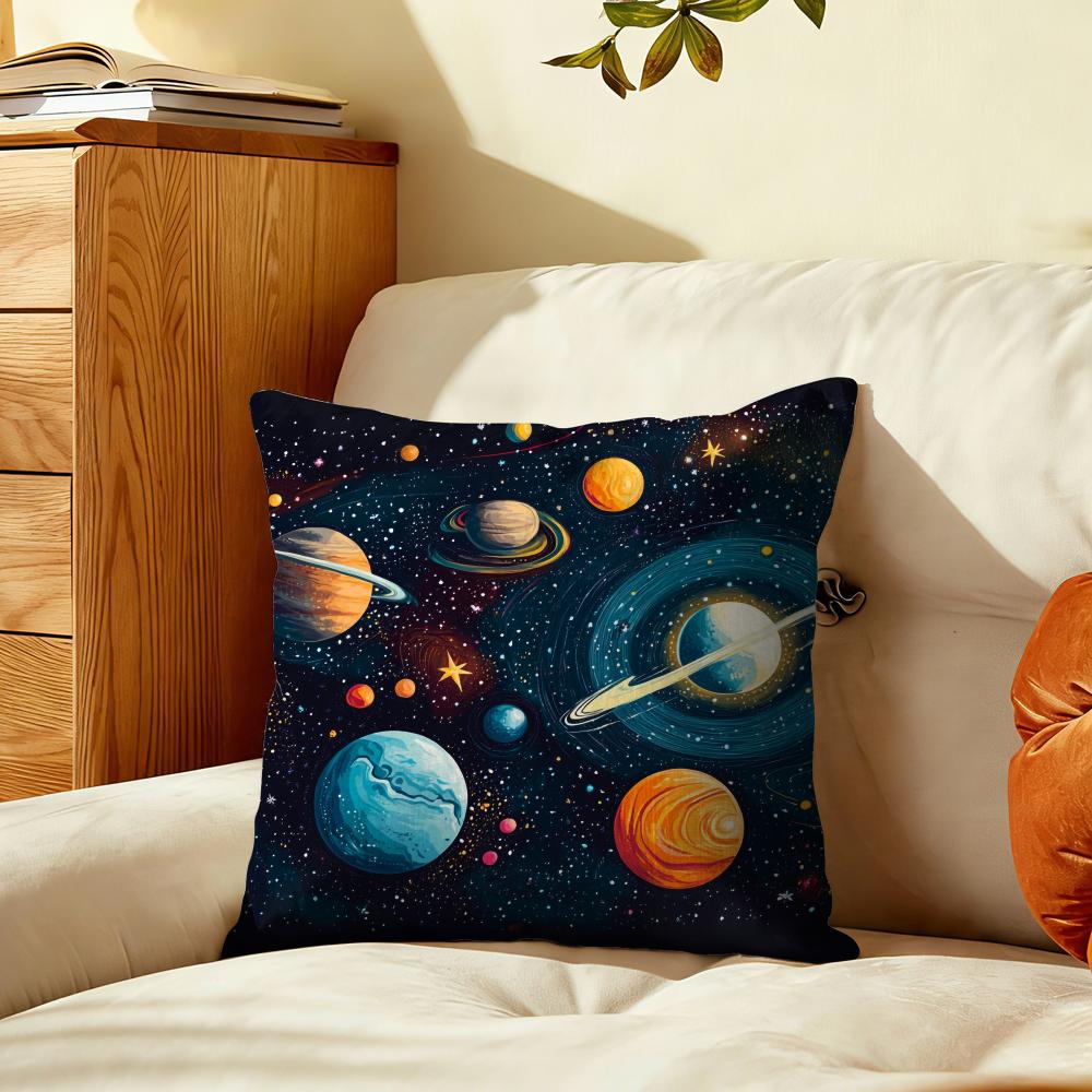 Cosmic Planets Cushion Cover Plush Fabric Soft DoubleSided Printed Sofa Warm Winter Home Gift Pillow Cover
