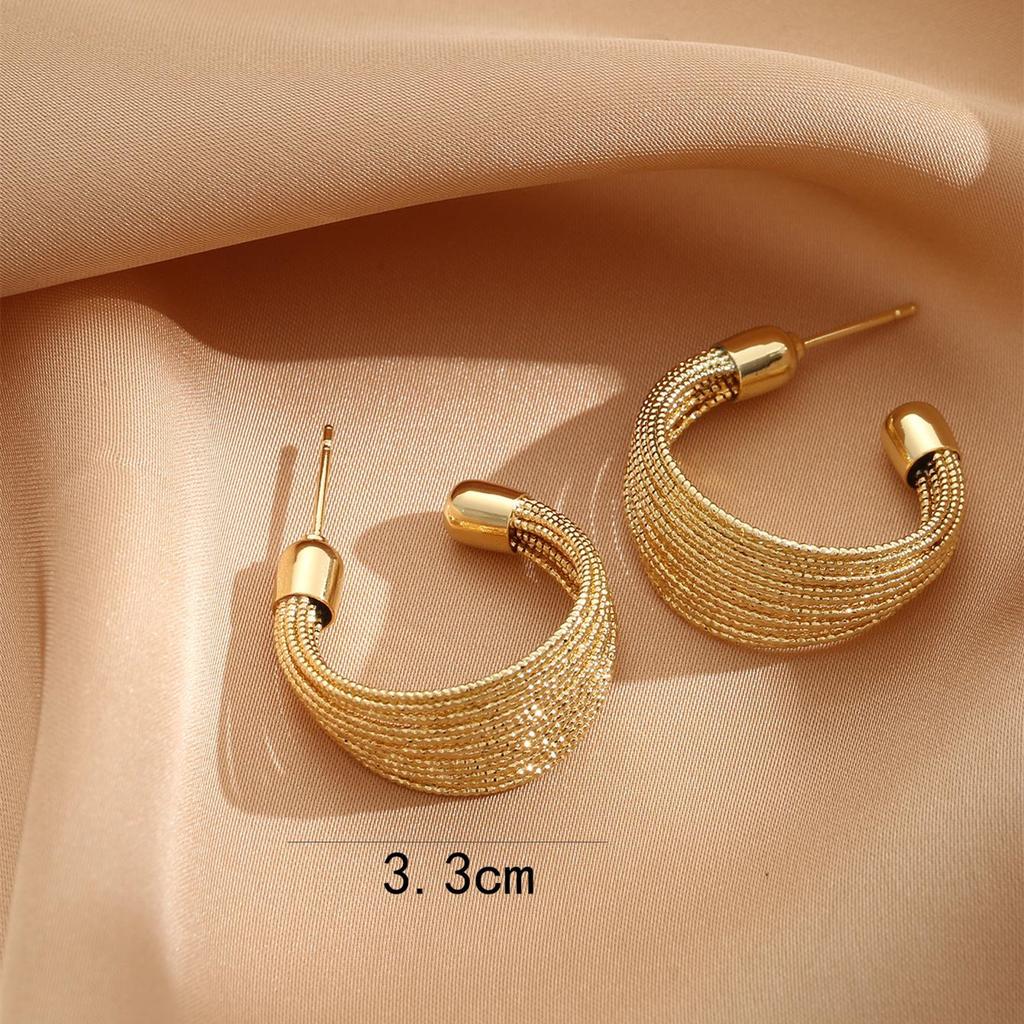 European and American fashion exaggerated gold earrings female Korean temperament Internet celebrity multi-layer circle earrings high-end circle