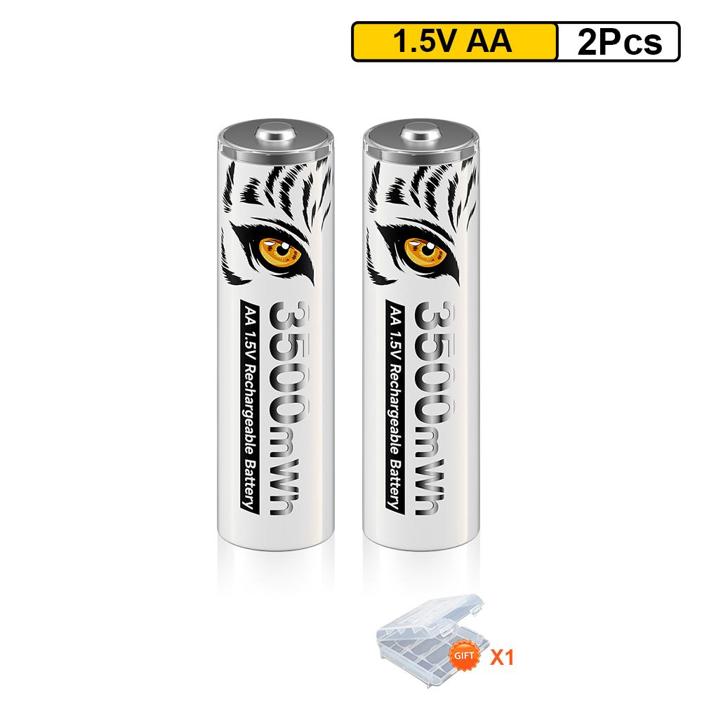 

PALO AA Rechargeable Li-ion Battery with 1.5V AA Batteries Intelligent Charger Box 3500mWh lithium Batteries for Gamepad Toys 2 AA battery