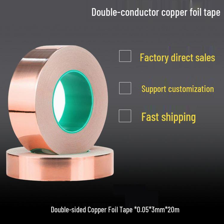 20m Self-Adhesive Double-Sided Conductive Copper Tape for Heat Dissipation & Electromagnetic Shielding 3mm Width x 20m