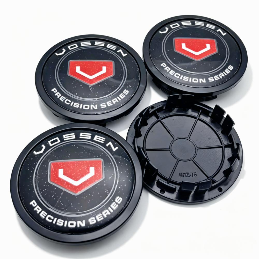 4 Stück Vossen Logo Emblem Auto Radnabendeckel 75MM Clips 65MM Räder Radkappe Vossen Abzeichen Felge Radnabendeckel Staubschutz Auto Zubehör