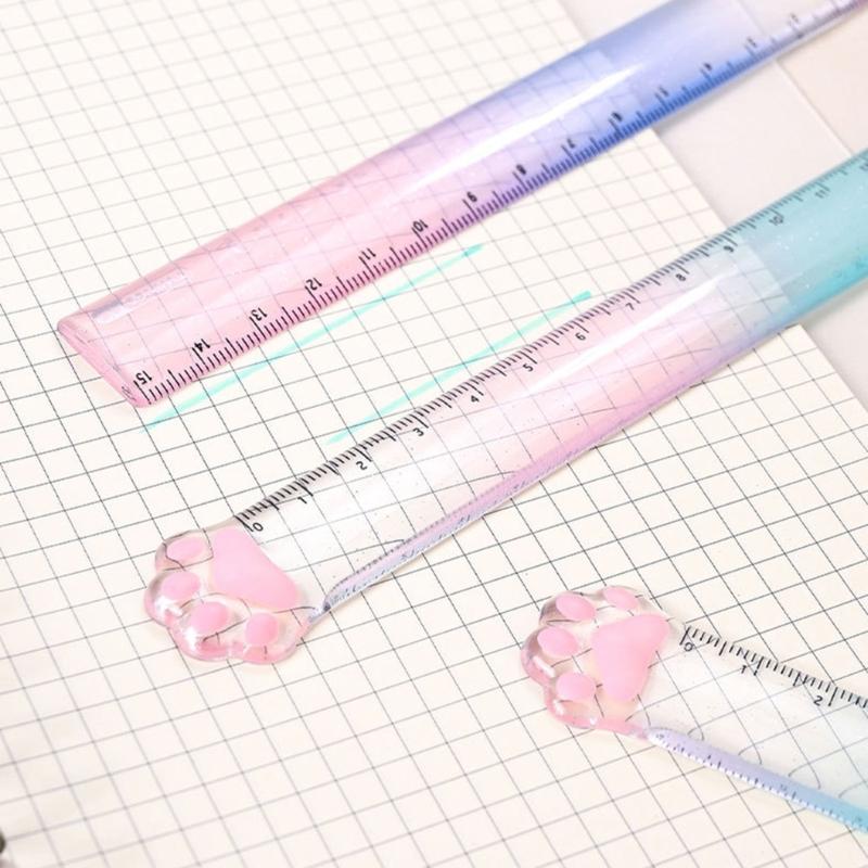 2 kusy Pravítko kočičí tlapky Kreslené pravítko Plastové odměrné pravítko Multifunkční pravítko na kreslení Dárek pro studenta
