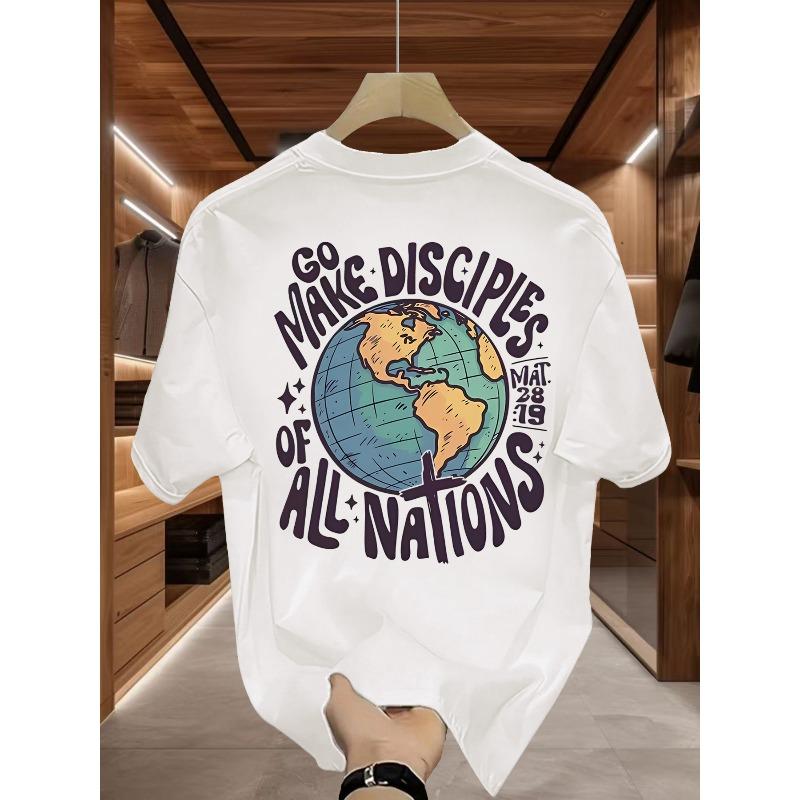 

Global Mission Crewneck T-Shirt, Promoting World Peace and Unity, Conveying Positive Energy S белый