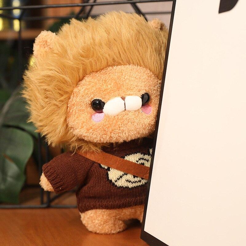 1pc 30cm Kawaii Golden Lion With Clothes Peluche Toys Lovely Lion Wears Sweater Pouchs Stuffed Soft Animal Toy For Children Gifts