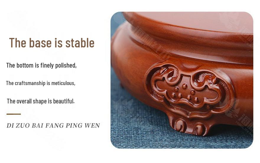 Rosewood Carved Flower Arrangement Bonsai Vase with Ebony Buddha Statue Holder.