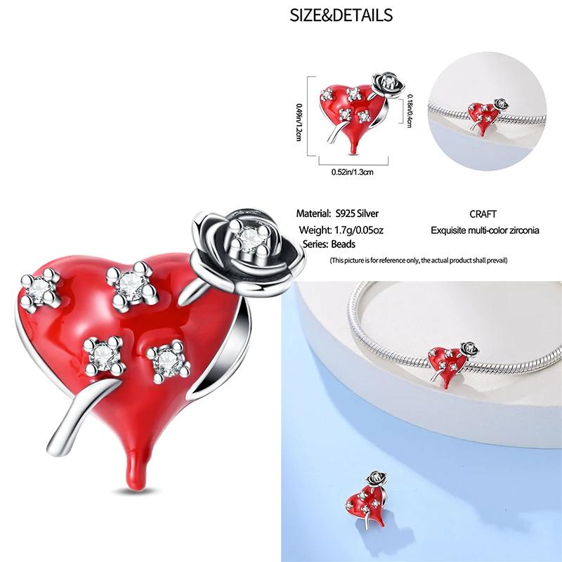 100% Copper Exquisite Tarot Cards Bracelet Pendants Blood Red Fire Snake Rose Charms Beads Diy Jewelry For Women