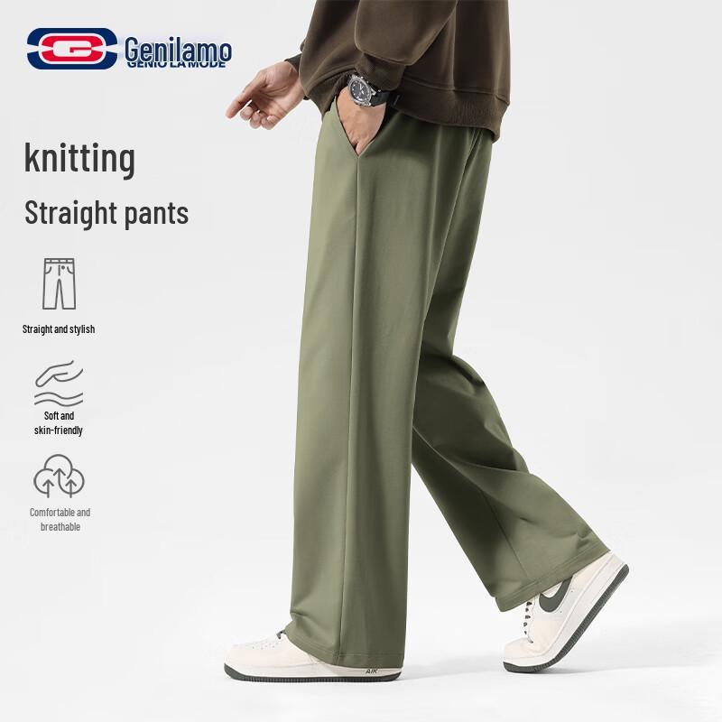 GENIOLAMODE Мужские плотные прямые вязаные спортивные штаны M