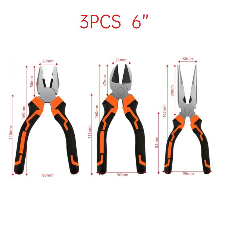 

3pcs 8 /6”Universal Multifunctional Diagonal Pliers Needle Nose Pliers Hardware Tools Wire Cutters Electrician Wire Pliers