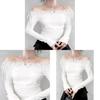 French Style Off Shoulder Top With Lace Patches And Embroidery For Women Spring