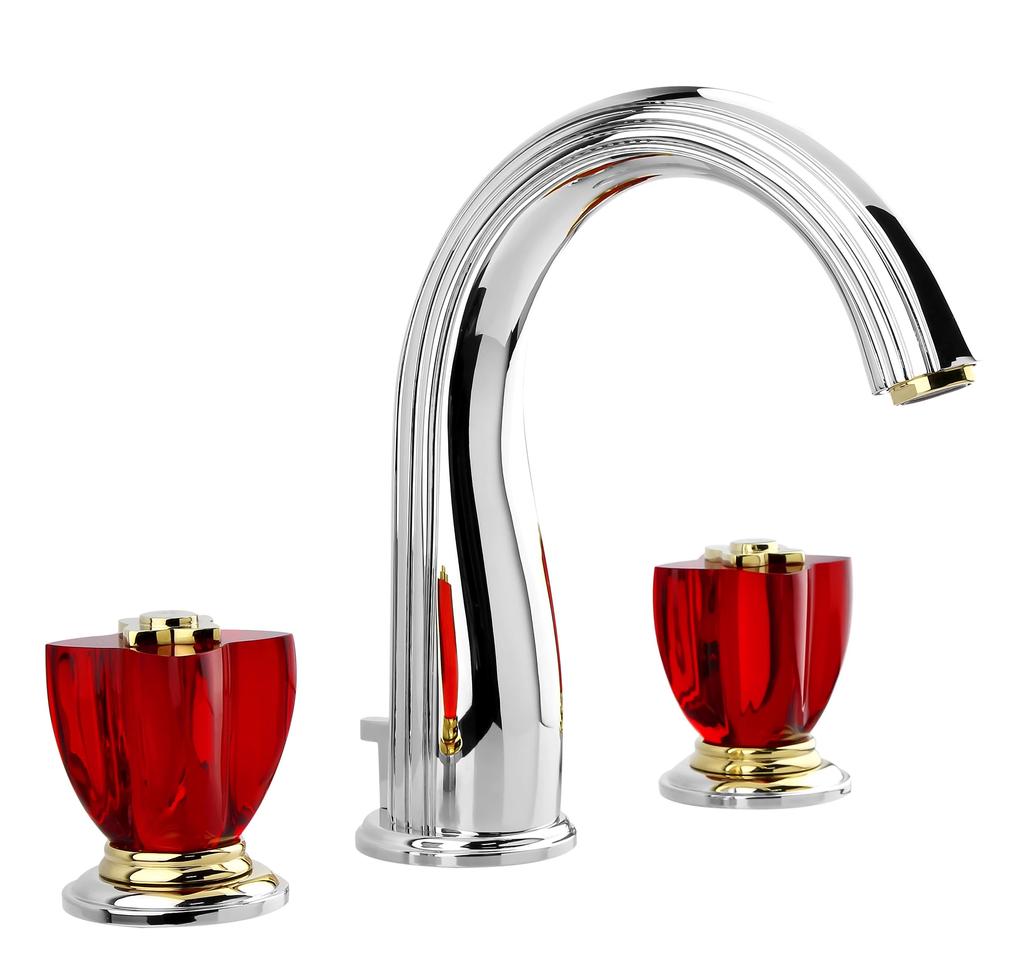 Luxury New Basin Faucets Brass Gold Bathroom Faucet Crystal Handle Sink Faucets 3 Hole Hot And Cold Sink Faucet Water Tap