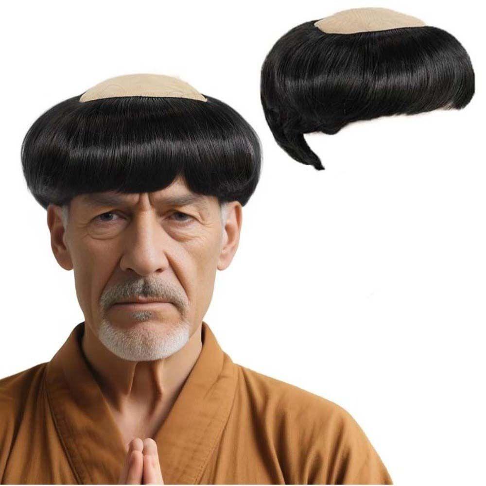 Dress Up Short Straight Bald Head Wigs Anime Halloween Balding Wig Role Play