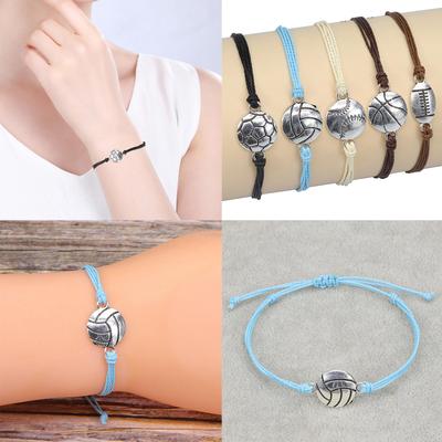 Braccialetto Sportivo con Palla per Adolescenti Adulti Braccialetti con Ciondolo Pallacanestro Braccialetti da Polso Pallacanestro Perline Regolabile Regalo Ispiratore