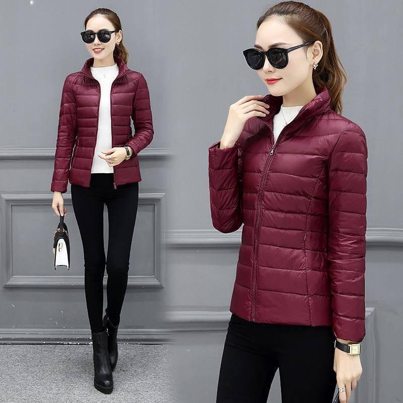 Women's Slim Feather Cotton Jacket - 2023 New Style, Stand Collar, Short, All-Match Autumn/Winter Workwear, Western Style.