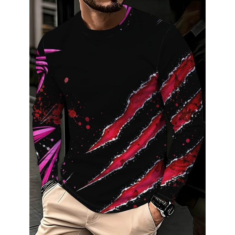 Men'S Casual Long Sleeve Round Neck T-Shirt, Regular Fit for Sports Training And Outdoor Activities, Soft Breathable Fashion Casual Top