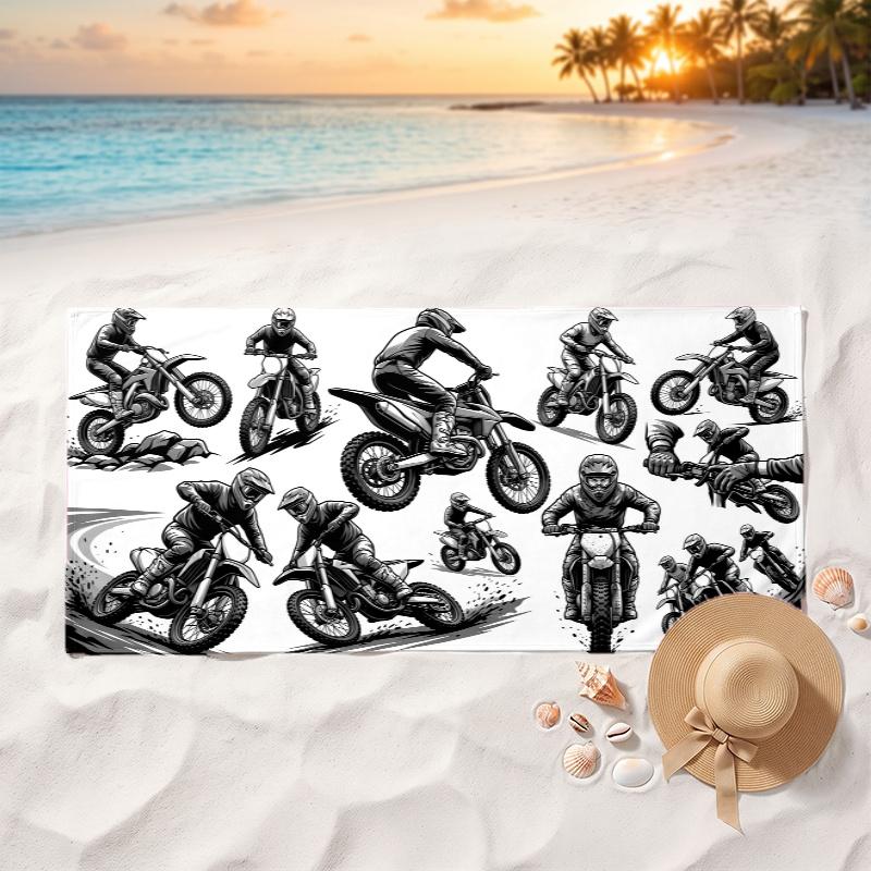 Motorrad (3) Weiches und bequemes Strandtuch, perfekt für den Urlaub und am Pool, ein ideales Geschenk für die Sommerferien