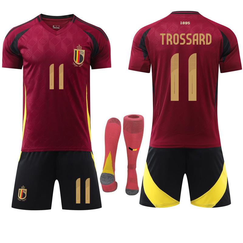 Maglia da calcio casalinga del Belgio Coppa Europa 2024 N.. 7 De Bruyne 10 Lukaku 25 set di maglie multi-libreria
