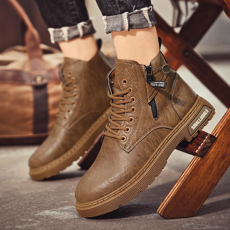 Autumn and Winter High Top Black Martin Boots Retro Leather Fashion Casual Boots Outdoor Tooling Shoes