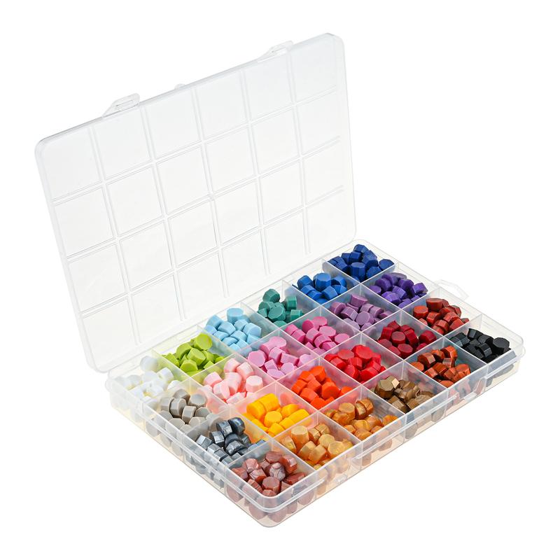 600Pcs/box 24 Assorted Color Sealing Wax Beads Ideal for Wax Seal Stamp Wedding Letter Envelope Decor Wine Bottle Wax Sealing