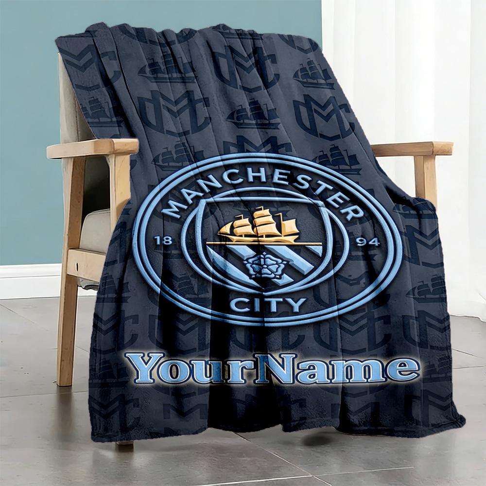 Manchester City Customize Text Blanket Gift Customizable Blanket Durable Comfort Great for Office Bedding Living Room Livingroom for All Occasions