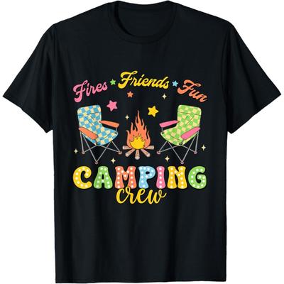 Camping Crew Family Friends Girls Kids Summer Vibes Camper T-Shirt(1)
