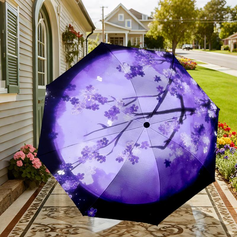 Zaczarowany Kwiatowy Parasol w Blasku Księżyca: Magiczny Towarzysz na Przygody na Świeżym Powietrzu, Automatycznie Otwiera/Zamyka, Lekki i Wytrzymały