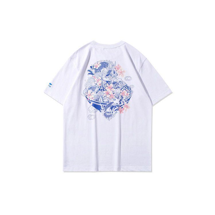 Li Ning T Shirts Men's White Crew Neck Moderate Straight Fit AHSQ661-1