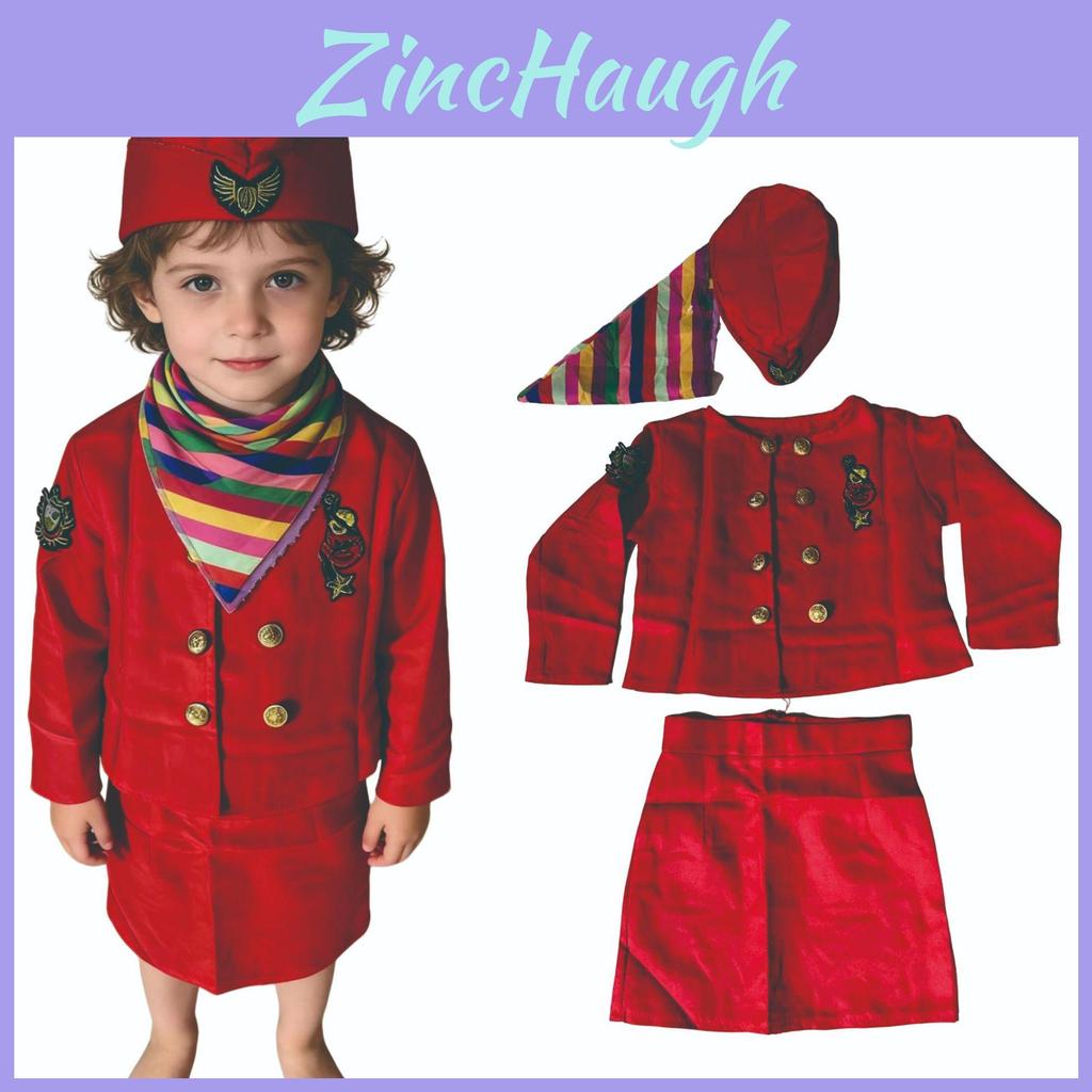Childrens Halloween Flight Attendant Costume With Uniform Fabric For Kids Stage Play