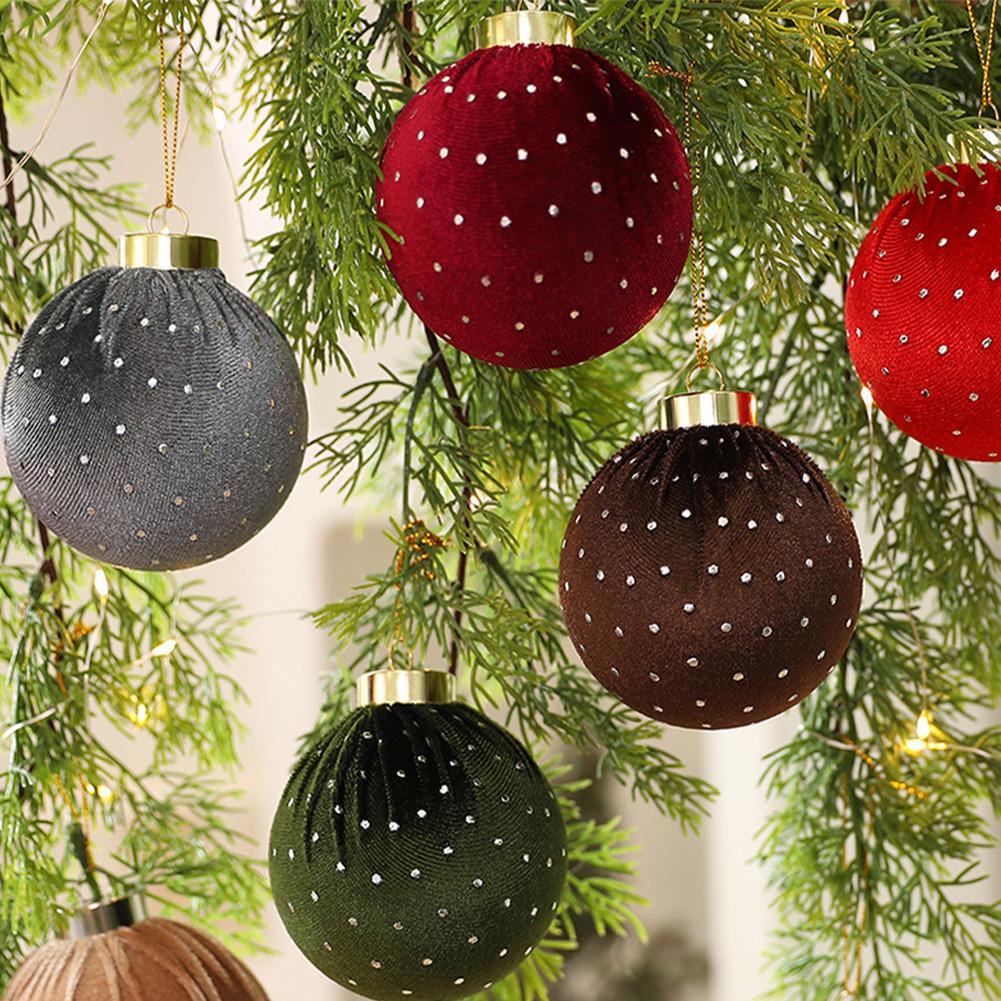 Christmas Tree Ornament 8cm 12 Velvet Christmas Balls Dot Wrap Cloth Ball Christmas Decorations Hanging Ornaments
