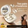 Wireless Bluetooth Earphones 2-in-1 Dual Pairs Ear Clip & In-Ear with Makeup Mirror for Couples Gift Long Battery HiFi Sound