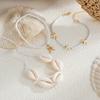 Beach Resort Style Starfish Scallop Shell Anklet, Simple Imitation Pearl Chain Rice Bead Foot Decoration For Women