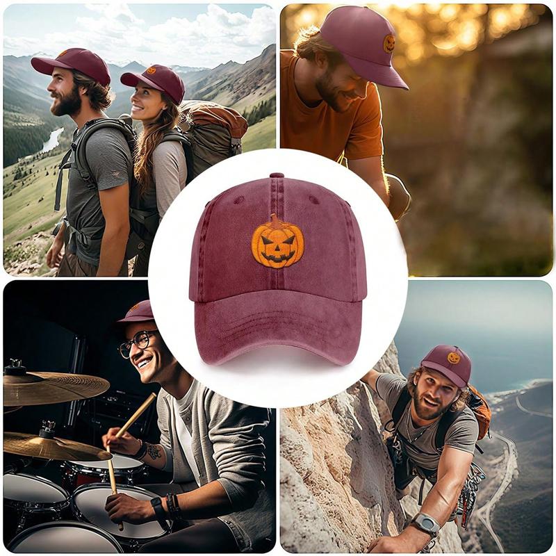 1pc Fashion Cool Pumpkin Embroidery Baseball Cap, Funny Embroidered Trucker Flatbill Hat, Halloween Gifts For Men Women