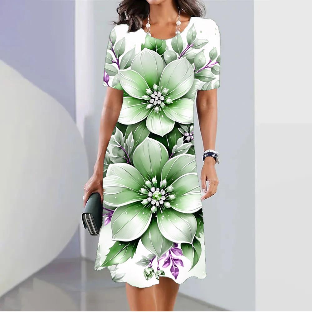 Módní Lebka 3D tisk Dámské šaty Legrační hororový vzor Ležérní šaty A-line Léto Krátký rukáv Dámské letní šaty s výstřihem