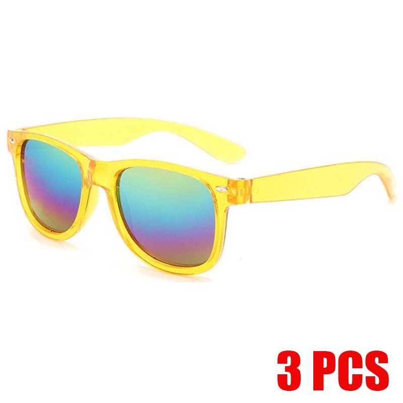 3PCS/pack Transparent Square Sunglasses for Kids Mirror Lens Eyewear Summer Beach Outdoor UV Protection Sun Shades Eyeglasses