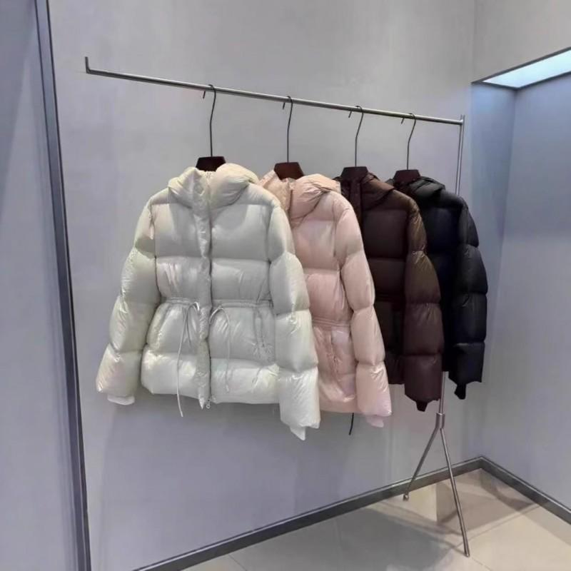 Womens Puffer Coat Winter Warm Thickened Cotton-Padded Hooded Jacket Mid-Length Slim Fit White Black Coffee Pink