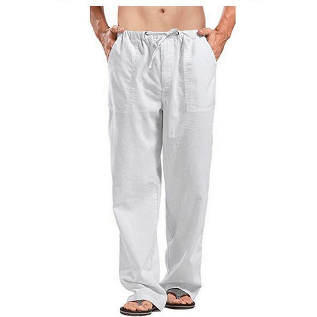 

Summer Solid Color Breathable Linen Trousers Men s Cotton Linen Pants XXXXXL