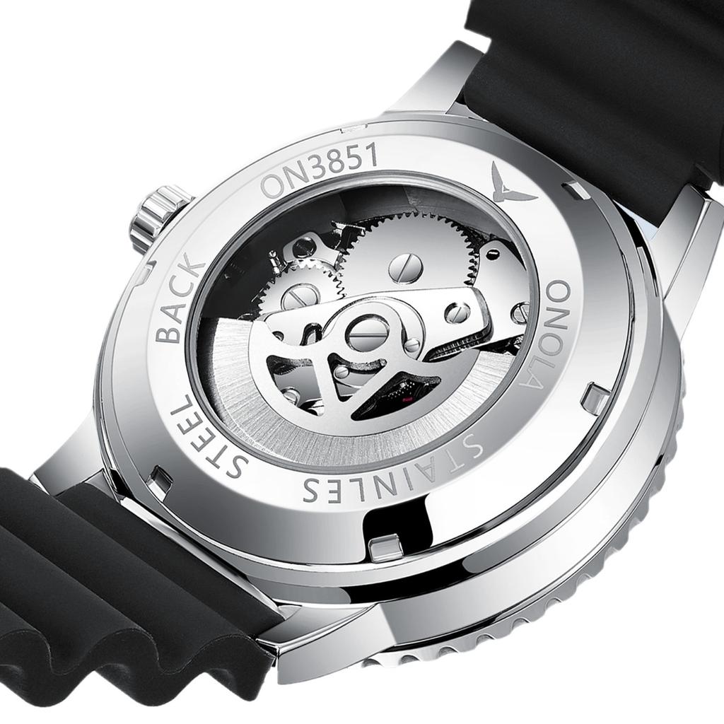 Mechanische Herrenuhr Lässig Sport Wasserdicht Armbanduhren Leuchtzifferblatt Silikonarmband Automatikuhr für Herren Datumsanzeige