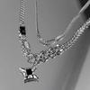 Trendy Unisex Double Layer Lucky Star Necklace Edgy Streetwear Design Couple Matching Jewelry Sturdy Alloy Material