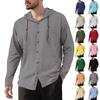 Men's Casual Cotton-Linen Blend Hooded Button-Down Shirt