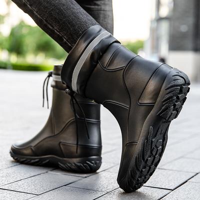 Nouvelles bottes de pluie pour hommes à tige moyenne antidérapantes et imperméables bottes de pluie fashion chaussures en caoutchouc bottes d'eau de travail couvre-chaussures d'eau de pêche à tige courte chaussures