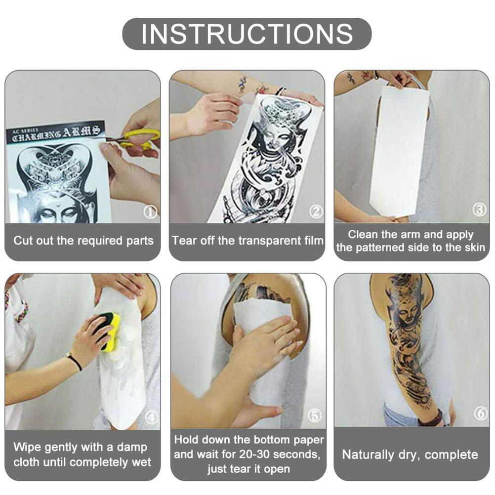 Full Arm Tattoos Sleeves Temporary Tattoos Waterproof Realistic Armband Tattoo Sticker For Women Men Halloween Party Masquerade