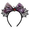 Eye Catching Halloween Costume Headband with Spiders Ears and Bows Adjustable Headwear Cosplay Hair Decoration