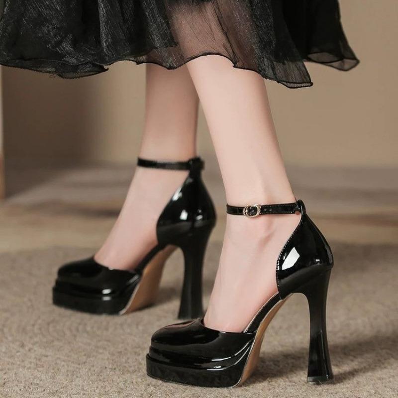 

Женские туфли на тонком каблуке, весна, новинка, круглый носок, глубокий вырез, толстая подошва, противоскользящие, износостойкие, высокий каблук 40