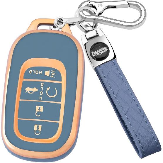 for Honda Key Fob Cover with Keychain, Soft TPU Protection Key Fob Cover Case Shell Compatible with   2024 Honda Accord Civic HR-V CR-V Pilot Smart