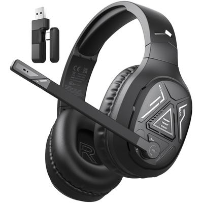 EKSA Gaming E5BT with Surround 235g Low Wireless Gaming 50mm Compatible with and Switch Headset, (Black), 2.4G USB/Bluetooth/Type-C/3.5mm