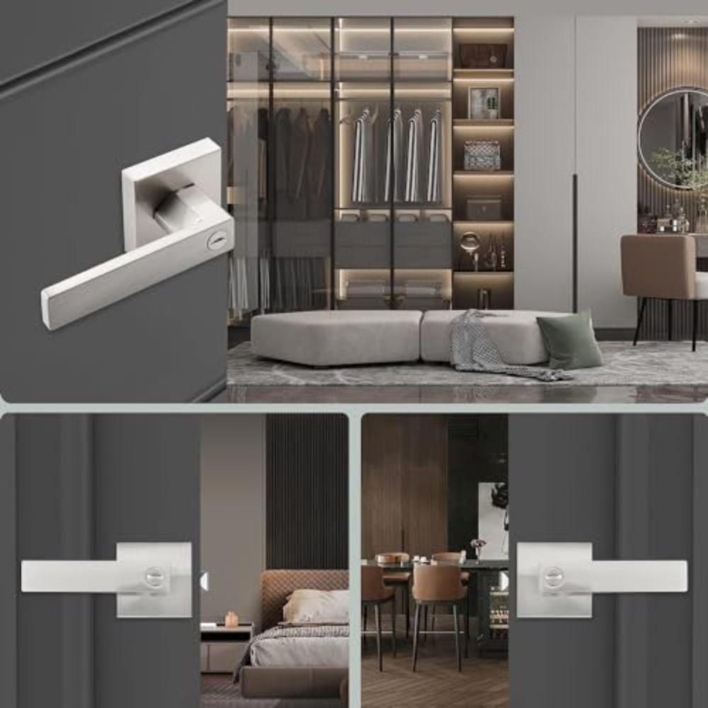 Square Three-pole Handle Lock Aluminum Zinc Zinc Alloy Interior Bedroom Burglar Lock Bathroom