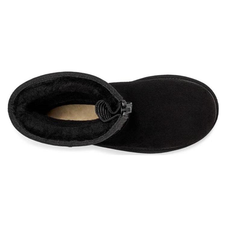 UGG Classic Short Zipper Tape Logo Boot 'Black' Women's 1144035-BLK